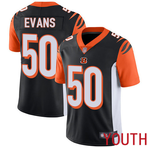 Cincinnati Bengals Limited Black Youth Jordan Evans Home Jersey NFL Footballl #50 Vapor Untouchable